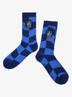 Harry Potter Ravenclaw Crest Wavy Checkered Crew Socks - BoxLunch Exclusive