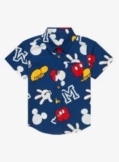 Disney Mickey Mouse Icons Allover Print Toddler Woven Button-Up - BoxLunch Exclusive