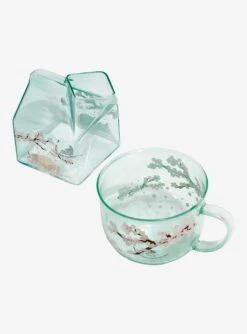 Studio Ghibli My Neighbor Totoro Sleepy Cherry Blossom Glass Mug & Carton Set - BoxLunch Exclusive -Clothing Store 19592596 av3